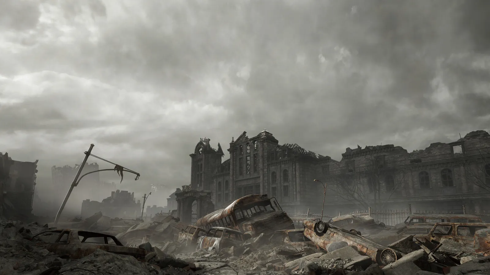 A ruined district in Resident Evil Requiem
