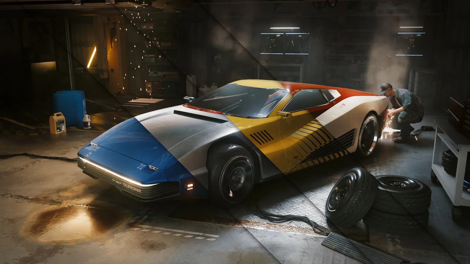 Ray-traced reflections in a night scene